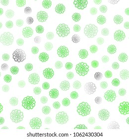 Light Green vector seamless abstract doodle pattern. A vague abstract illustration with flowers in doodles style. Pattern for wallpapers and coloring books.