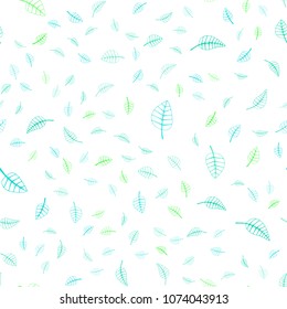 Light Green vector seamless  abstract doodle background. Shining colored illustration with leaves in doodle style. Brand-new design for your business.