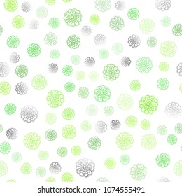 Light Green vector seamless abstract doodle pattern. Flowers on blurred abstract background with gradient. A new texture for your design.