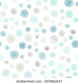 Light Green vector seamless abstract doodle wallpaper. Colorful abstract illustration with flowers in doodle style. The textured pattern can be used for website.
