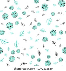 Light Green vector seamless abstract background with leaves and flowers. Shining colored illustration with leaves and flowers. Doodle design can be used for your web site.
