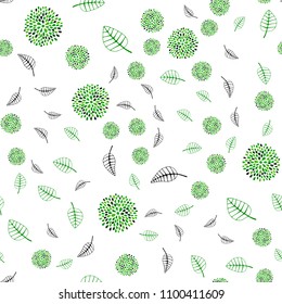 Light Green vector seamless abstract backdrop with leaves and flowers. Brand new colored illustration with leaves and flowers. Pattern for colorful books and pages for kids.