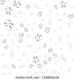Light Green vector seamless abstract background with leaves and flowers. Abstract illustration with leaves, flowers in doodles style. Template for backgrounds of cell phones.
