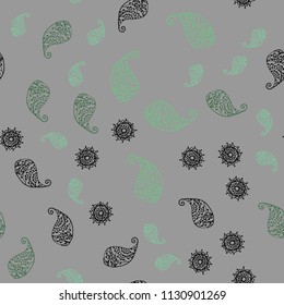 Light Green vector seamless abstract background with leaves and flowers. Colorful abstract illustration with leaves in doodle style. The best blurred design for your business.
