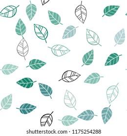 Light Green vector seamless abstract background with leaves. Colorful illustration in doodle style with leaves. Pattern for design of fabric, wallpapers.