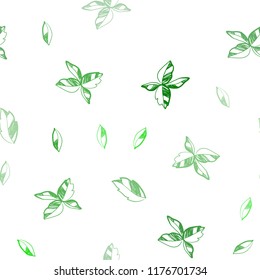 Light Green vector seamless abstract background with leaves. A vague abstract illustration with leaves in doodles style. Pattern for design of window blinds, curtains.