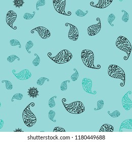 Light Green vector seamless abstract design with leaves and flowers. Colorful illustration in doodle style with leaves, flowers. Textured pattern for a website, banner.
