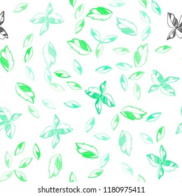Light Green vector seamless abstract backdrop with leaves. Modern geometrical abstract illustration with leaves. Design for textile, fabric, wallpapers.