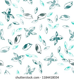 Light Green vector seamless abstract design with leaves. Colorful illustration in doodle style with leaves. Pattern for design of fabric, wallpapers.