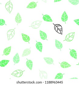 Light Green vector seamless abstract pattern with leaves. Shining colored illustration with leaves in doodle style. Pattern for design of window blinds, curtains.