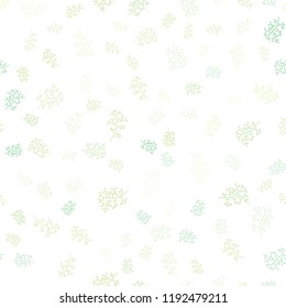 Light Green vector seamless abstract background with leaves, branches. Colorful illustration in doodle style with leaves, branches. Pattern for design of fabric, wallpapers.