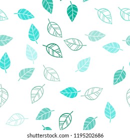 Light Green vector seamless abstract pattern with leaves. Decorative illustration with doodles on abstract template. Pattern for design of window blinds, curtains.