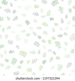 Light Green vector seamless abstract backdrop with leaves, branches. Illustration with doodles on abstract template. Pattern for trendy fabric, wallpapers.