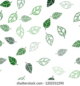 Light Green vector seamless abstract background with leaves. New colorful illustration in doodle style with leaves. Pattern for design of window blinds, curtains.