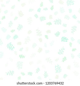 Light Green vector seamless abstract backdrop with leaves, branches. Colorful illustration in doodle style with leaves, branches. Pattern for design of window blinds, curtains.