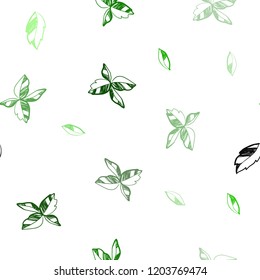 Light Green vector seamless abstract design with leaves. Decorative illustration with doodles on abstract template. Pattern for trendy fabric, wallpapers.