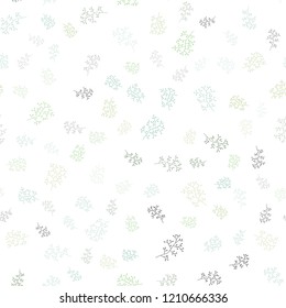 Light Green vector seamless abstract backdrop with leaves, branches. Colorful abstract illustration with leaves in doodle style. Pattern for design of fabric, wallpapers.