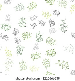 Light Green vector seamless abstract pattern with branches. Creative illustration in blurred style with leaves, branches. Template for business cards, websites.