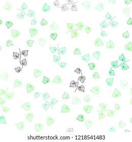 Light Green vector seamless abstract backdrop with leaves. Colorful illustration in doodle style with leaves. Template for business cards, websites.