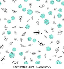 Light Green vector seamless abstract backdrop with leaves, flowers. Gradient Leaves, flowers on white background. Pattern for design of fabric, wallpapers.
