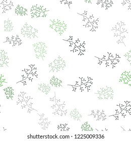 Light Green vector seamless abstract backdrop with branches. Colorful abstract illustration with leaves in doodle style. Template for business cards, websites.