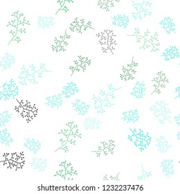 Light Green vector seamless abstract backdrop with branches. An elegant bright illustration with leaves and branches. Template for business cards, websites.