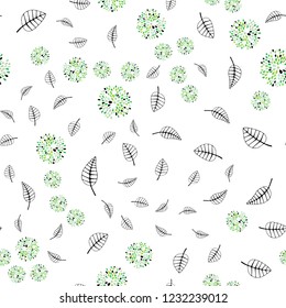 Light Green vector seamless abstract backdrop with leaves, flowers. Modern abstract illustration with leaves and flowers. Pattern for trendy fabric, wallpapers.