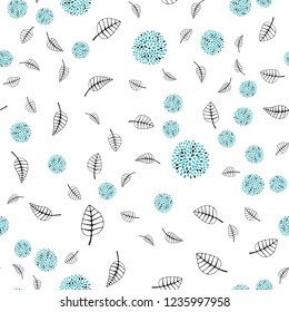 Light Green vector seamless abstract backdrop with leaves, flowers. Abstract illustration with leaves, flowers in doodles style. Pattern for design of window blinds, curtains.