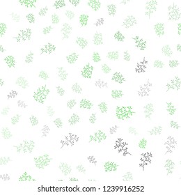 Light Green vector seamless abstract backdrop with leaves, branches. Shining colored illustration with leaves and branches. Pattern for design of fabric, wallpapers.