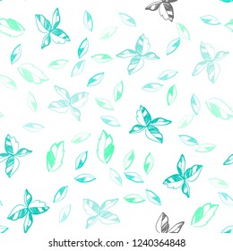 Light Green vector seamless abstract pattern with leaves. Colorful illustration in doodle style with leaves. Pattern for design of window blinds, curtains.