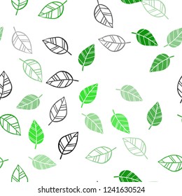 Light Green vector seamless abstract backdrop with leaves. Creative illustration in blurred style with leaves. Design for textile, fabric, wallpapers.