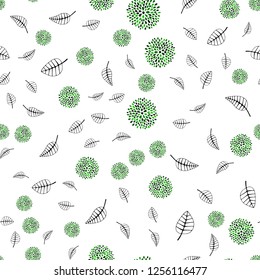 Light Green vector seamless abstract design with leaves, flowers. Design in Indian style on white background. Design for textile, fabric, wallpapers.