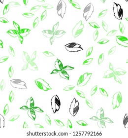 Light Green vector seamless abstract backdrop with leaves. Doodle illustration of leaves in Origami style with gradient. Template for business cards, websites.