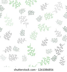 Light Green vector seamless abstract background with branches. Colorful abstract illustration with leaves in doodle style. Texture for window blinds, curtains.