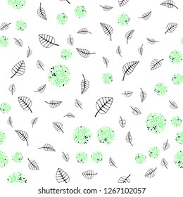 Light Green vector seamless abstract pattern with leaves, flowers. Shining colorful illustration with leaves, flowers. Pattern for design of fabric, wallpapers.