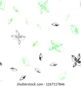 Light Green vector seamless abstract background with leaves. Shining colored illustration with leaves in doodle style. Trendy design for wallpaper, fabric makers.
