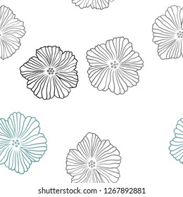 Light Green vector seamless abstract backdrop with flowers. Brand new colored illustration with flowers. Template for business cards, websites.