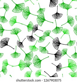 Light Green vector seamless abstract background with leaves. Colorful illustration in doodle style with leaves. Template for business cards, websites.