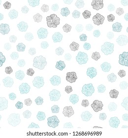 Light Green vector seamless abstract pattern with flowers. Sketchy doodle flowers on white background. Pattern for trendy fabric, wallpapers.