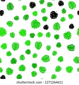 Light Green vector seamless abstract design with leaves. A vague abstract illustration with leaves in doodles style. Template for business cards, websites.