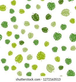 Light Green vector seamless abstract backdrop with leaves. New colorful illustration in doodle style with leaves. Pattern for trendy fabric, wallpapers.
