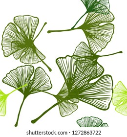 Light Green vector seamless abstract background with leaves. New colorful illustration in doodle style with leaves. Design for textile, fabric, wallpapers.