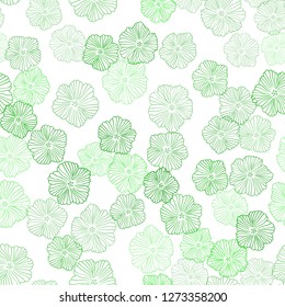 Light Green vector seamless abstract background with flowers. Shining colored illustration with flowers. Texture for window blinds, curtains.