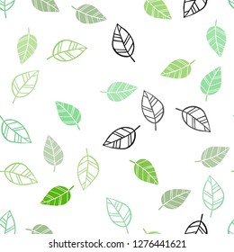 Light Green vector seamless abstract background with leaves. Shining colored illustration with leaves in doodle style. Design for textile, fabric, wallpapers.