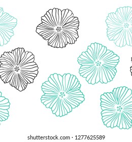 Light Green vector seamless abstract design with flowers. Decorative design of flowers on white background. Texture for window blinds, curtains.