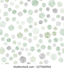 Light Green vector seamless abstract background with flowers. Glitter abstract illustration with flowers. Pattern for design of fabric, wallpapers.