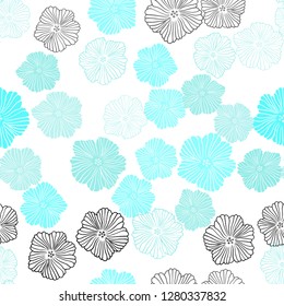 Light Green vector seamless abstract backdrop with flowers. Sketchy doodle flowers on white background. Design for wallpaper, fabric makers.