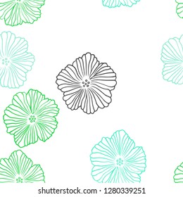 Light Green vector seamless abstract backdrop with flowers. Modern abstract illustration with flowers. Texture for window blinds, curtains.