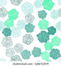 Light Green vector seamless abstract design with flowers. Flowers in natural style on white background. Pattern for trendy fabric, wallpapers.