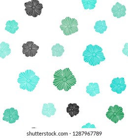 Light Green vector seamless abstract pattern with flowers. Modern abstract illustration with flowers. Texture for window blinds, curtains.